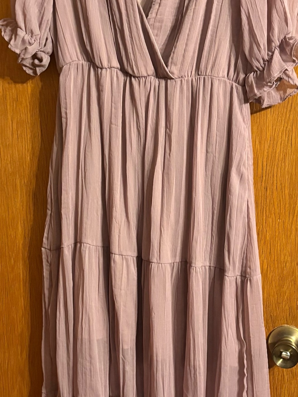 Women's Mauve Tiered V-Neck Casual Dress